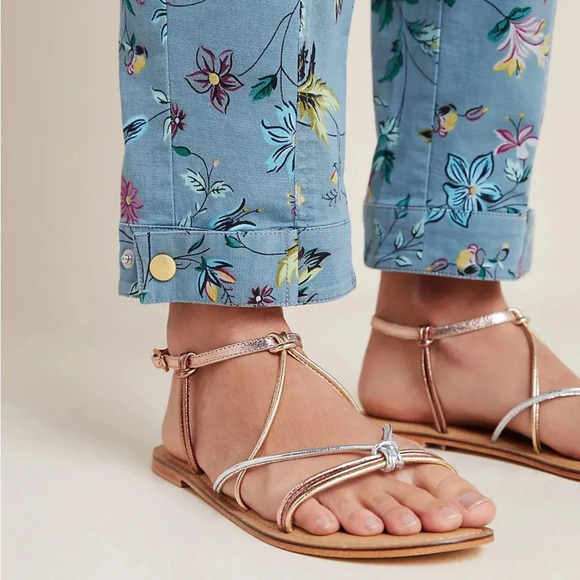 ANTHROPOLOGIE Victoria Floral Cargo Pants in Blue *NO BELT* - Picture 5 of 14